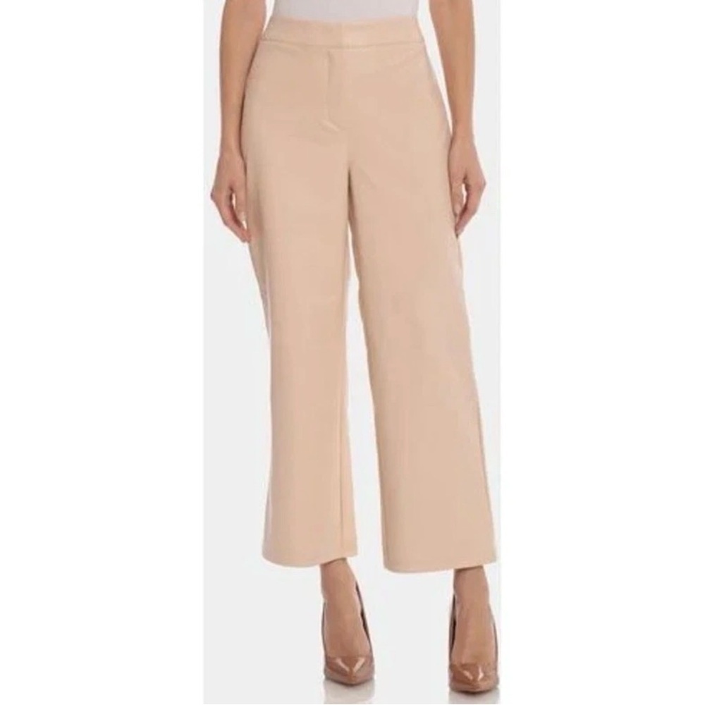 Bagatelle Womens Size M Cream Faux Leather High Rise Cropped Wide Leg Pants